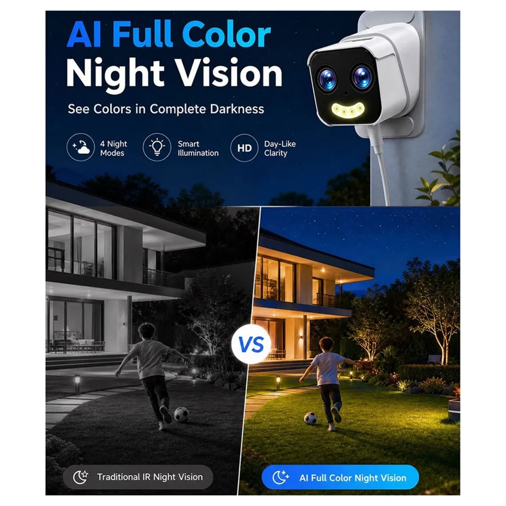 A69Z Dual Lens 10X ZOOM 5G WIFI Camera HD 10MP Bidirectional Intercom Mobile Detection US Plug