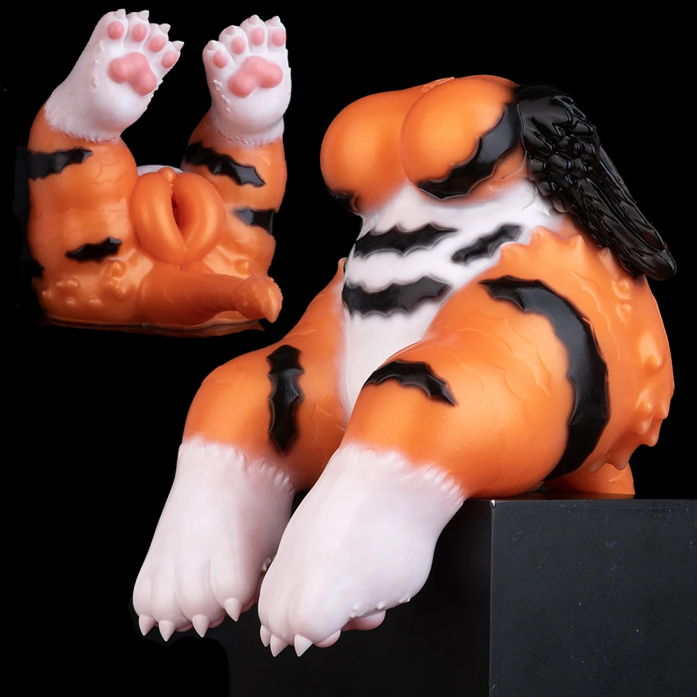 Realistic Tiger-print Design Liquid Silicone Male Masturbator Cup Fantasy Animal Butt Pocket Pussy Men's Stroker Adult Toy 18+