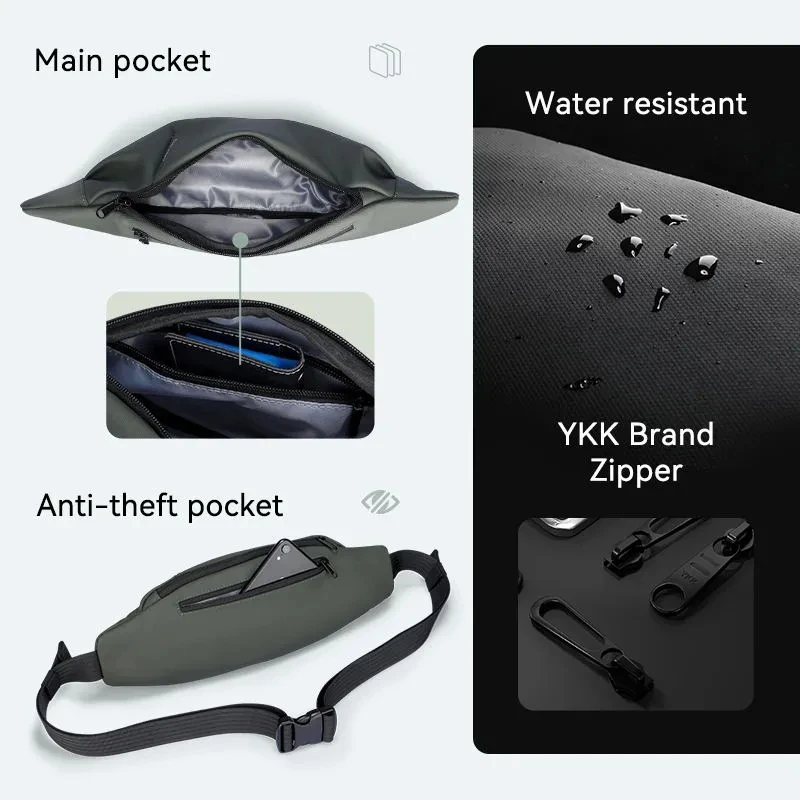 Mark Ryden Casual Men Shoulder Chest Bag Oxford Waterproof Outdoor Sport Running Cycling Waist Bag Travel Phone Pouch Sling Bag