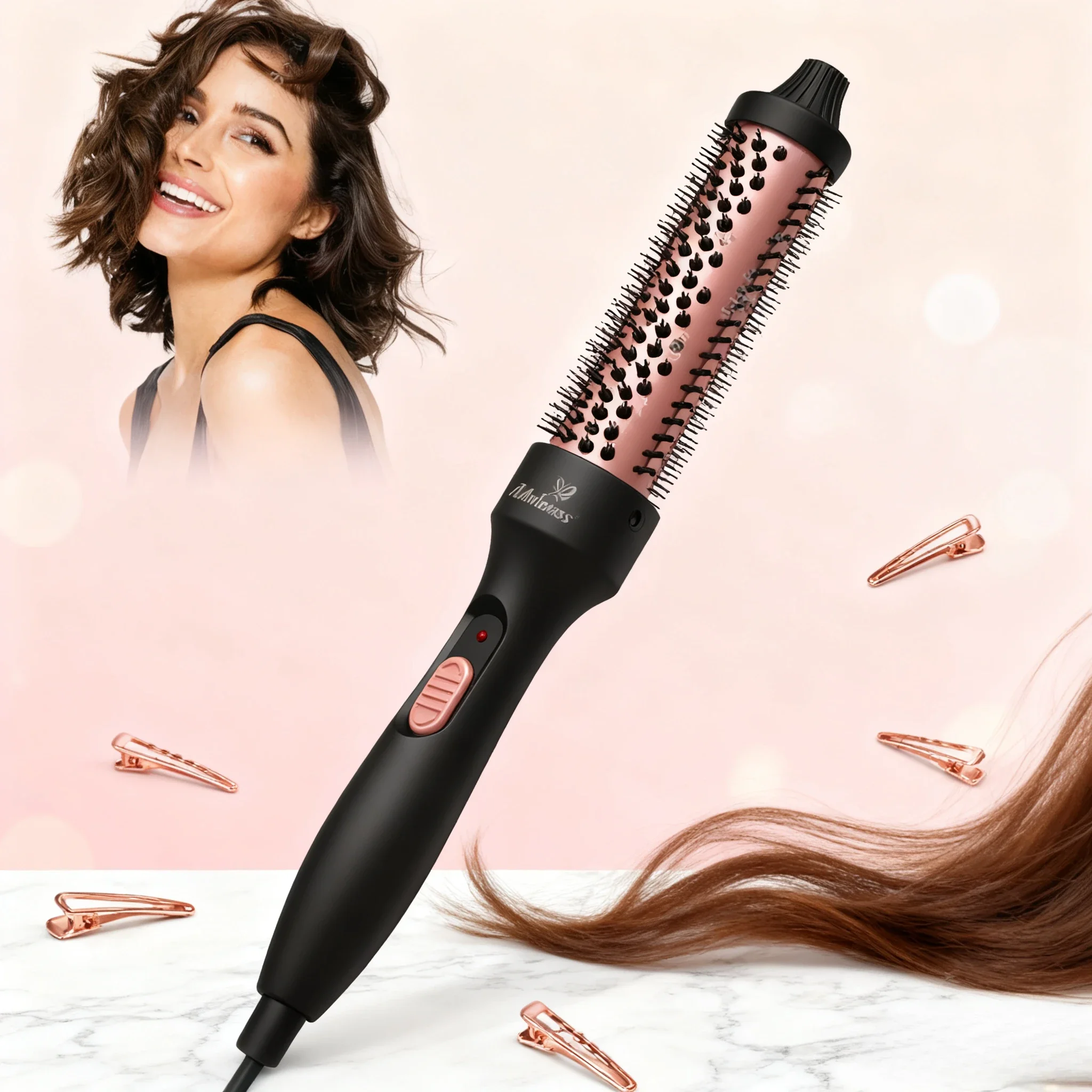 

Curling Thermal Brush Double PTC Heated Curling Iron Brush Anti-Scald Round Brush 32mm Hair Curler Hot Volumizing Brush Styler