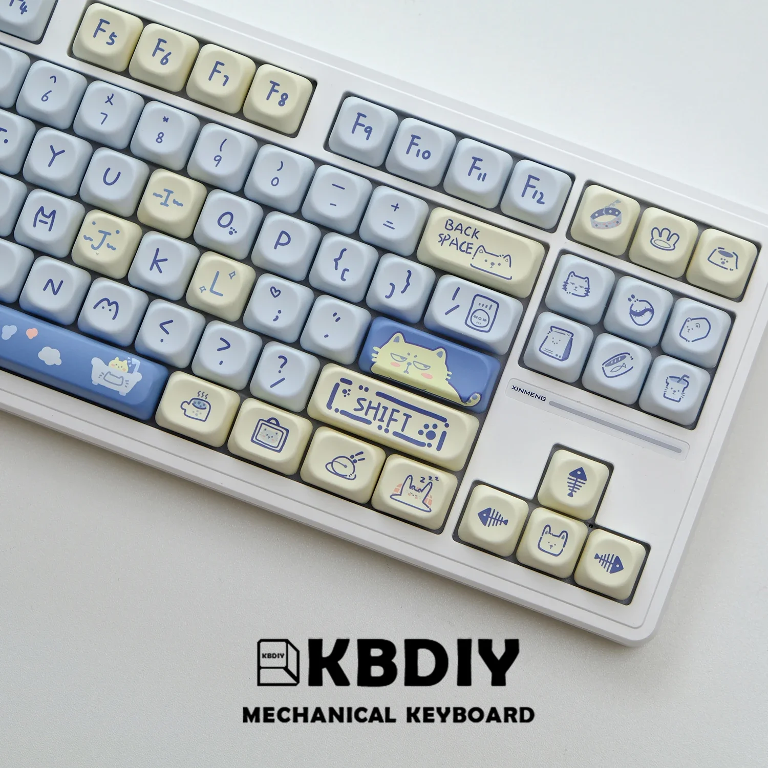KBDiy 141 مفتاح KOA Profile PBT Keycap مخصص الأزرق مواء كيكابس للوحة المفاتيح الميكانيكية الألعاب ماك لطيف MX مفاتيح 7U الفضاء بار