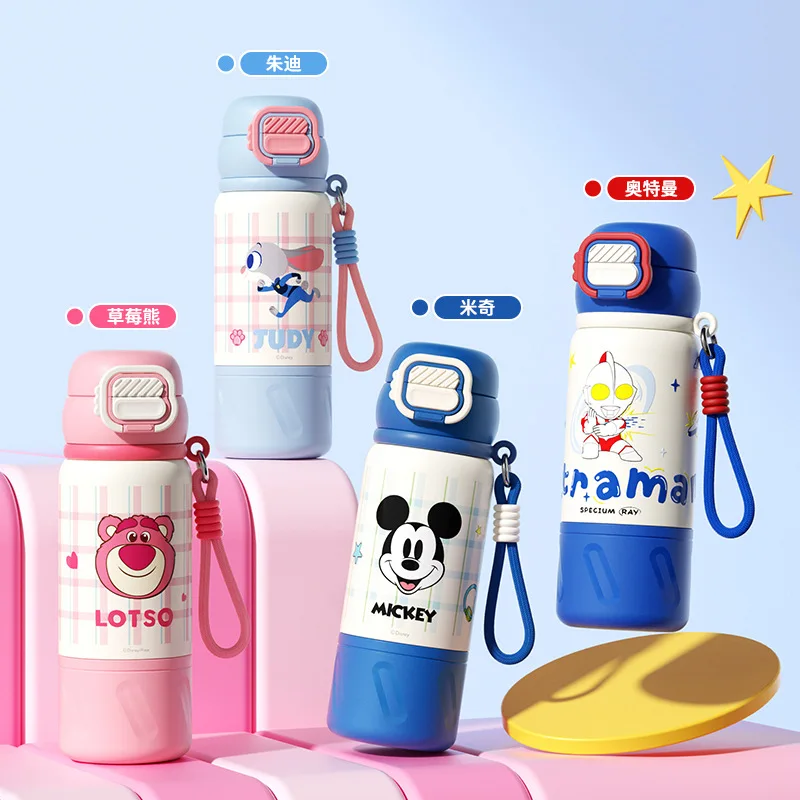 

Mickey & Judy Thermos Cup - Dual-Drink with One Lid, Direct-Drink & Straw, with Lanyard, Portable Straight Cup