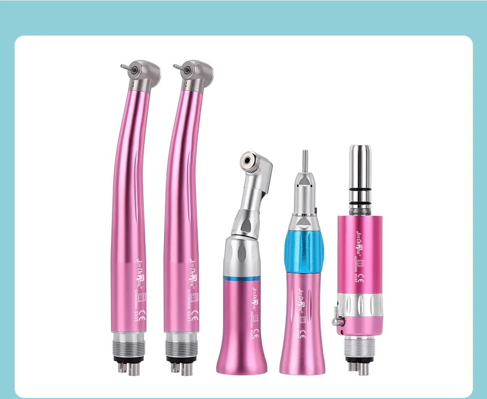 JOY DENTAL Dental Color Handstück-Set mit hoher und niedriger Geschwindigkeit, Druckknopf, Winkelstück, Einweg-Wasserspray, Luftturbine, 2/4 Löcher – Detail 10