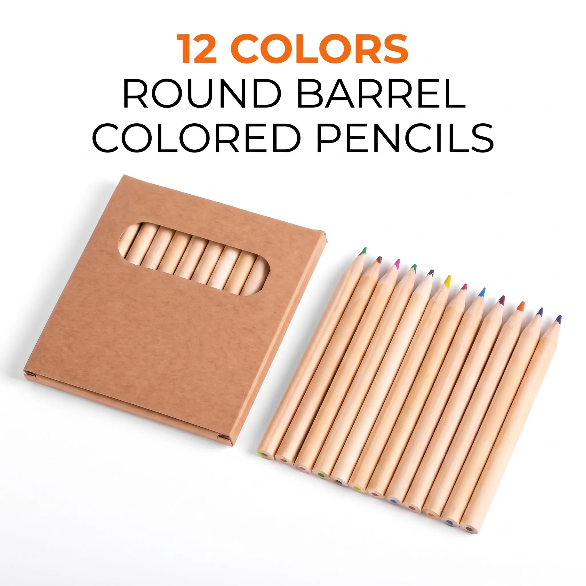 12 Colors Short Natural Wood Colored Pencils, Round Barrel Smooth Coloring Pencils for Sketching, Illustration and Art Creation