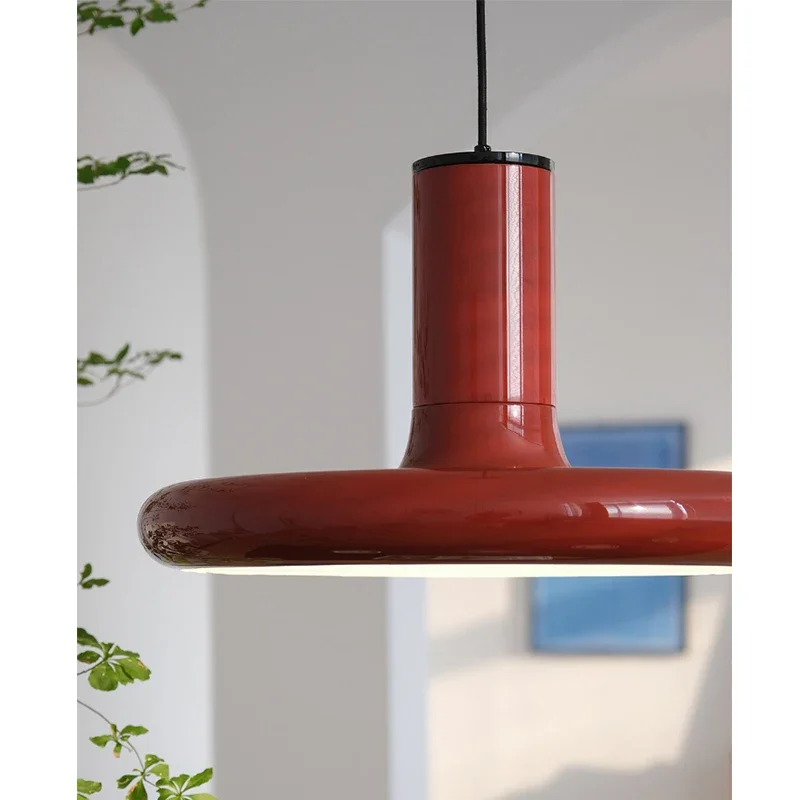 Danish style red chandelier restaurant bedroom bedside lamp post-modern Bauhaus simple study creative art chandelier