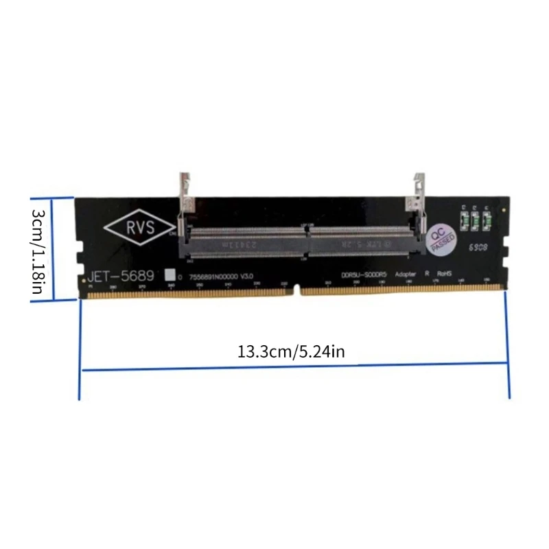 DN59 อัพเกรดแล็ปท็อป DDR5 หน่วยความจำ SO DDR5 UDIMM Desktop Adapter Card เครื่องทดสอบหน่วยความจำ SO DDR5 to DDR5 UDIMM Converter