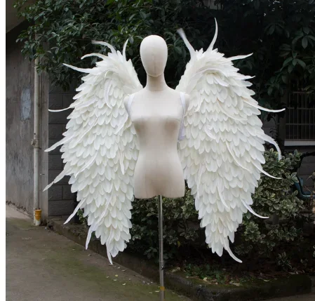 White Angel Wings Costume Cosplay Party Dance Sow Rave Hallowen Flower Fairy Feather Wing