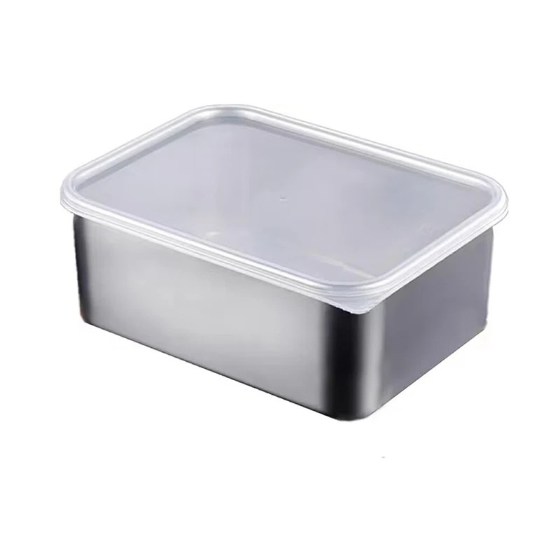 600ml Stainless Steel Refrigerator Food Storage Box With Plastic Lid Prepare Food Freshness Preservation Box Picnic Box