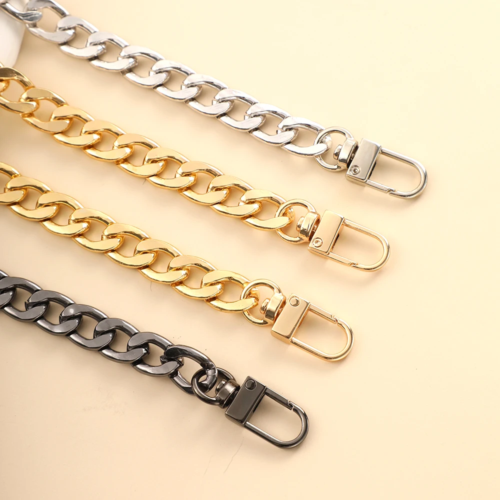 20cm Bag Chain Mini Purse Chain DIY Metal Flat Chain For Bag Purse Strap Extender Handbag Accessory Decor With Metal Buckle