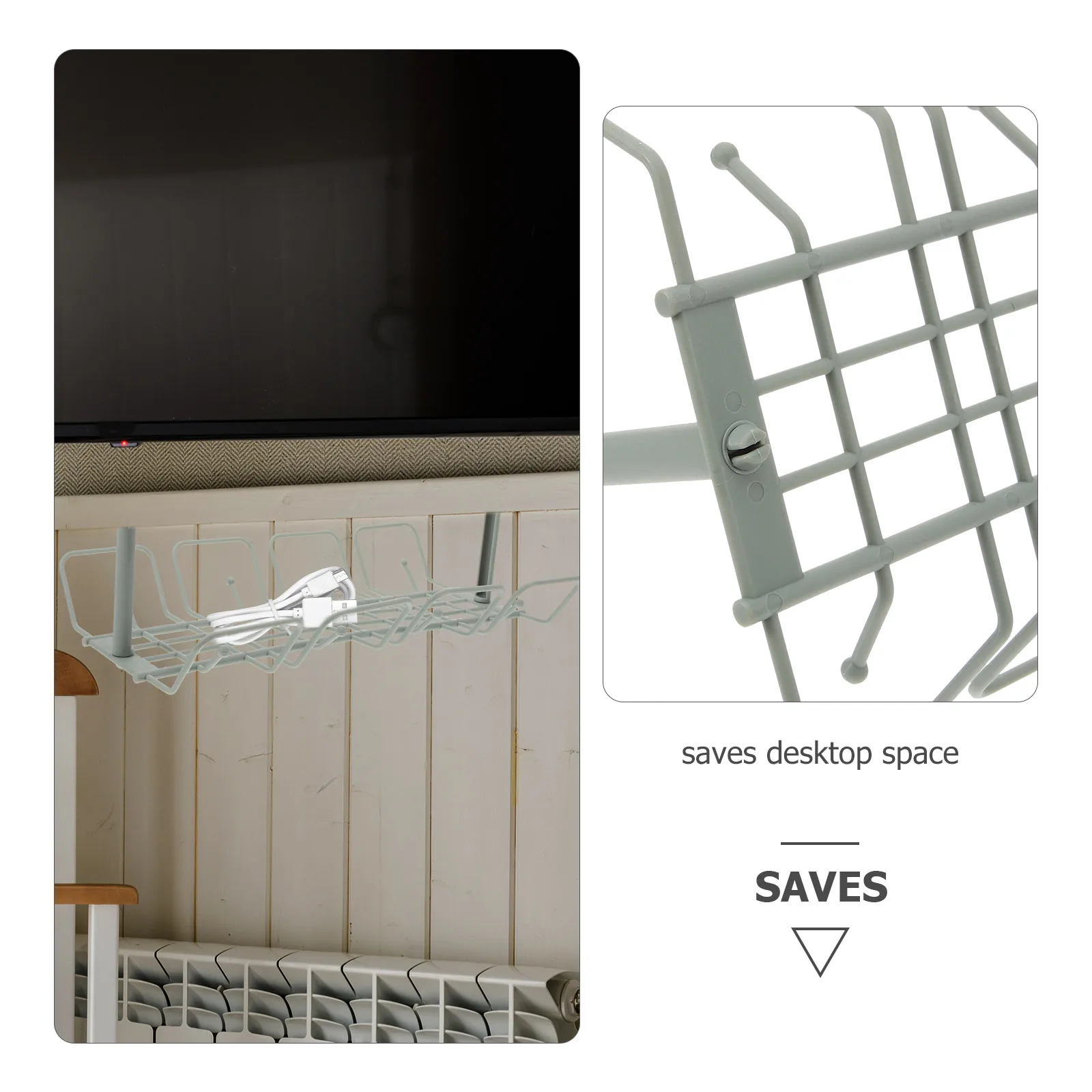 2 قطعة منظم الكابلات المكتبية تحت إدارة الطاولة سلة معلقة متينة تصميم علبة الأسلاك لا يتطلب إدارة الكابلات #5