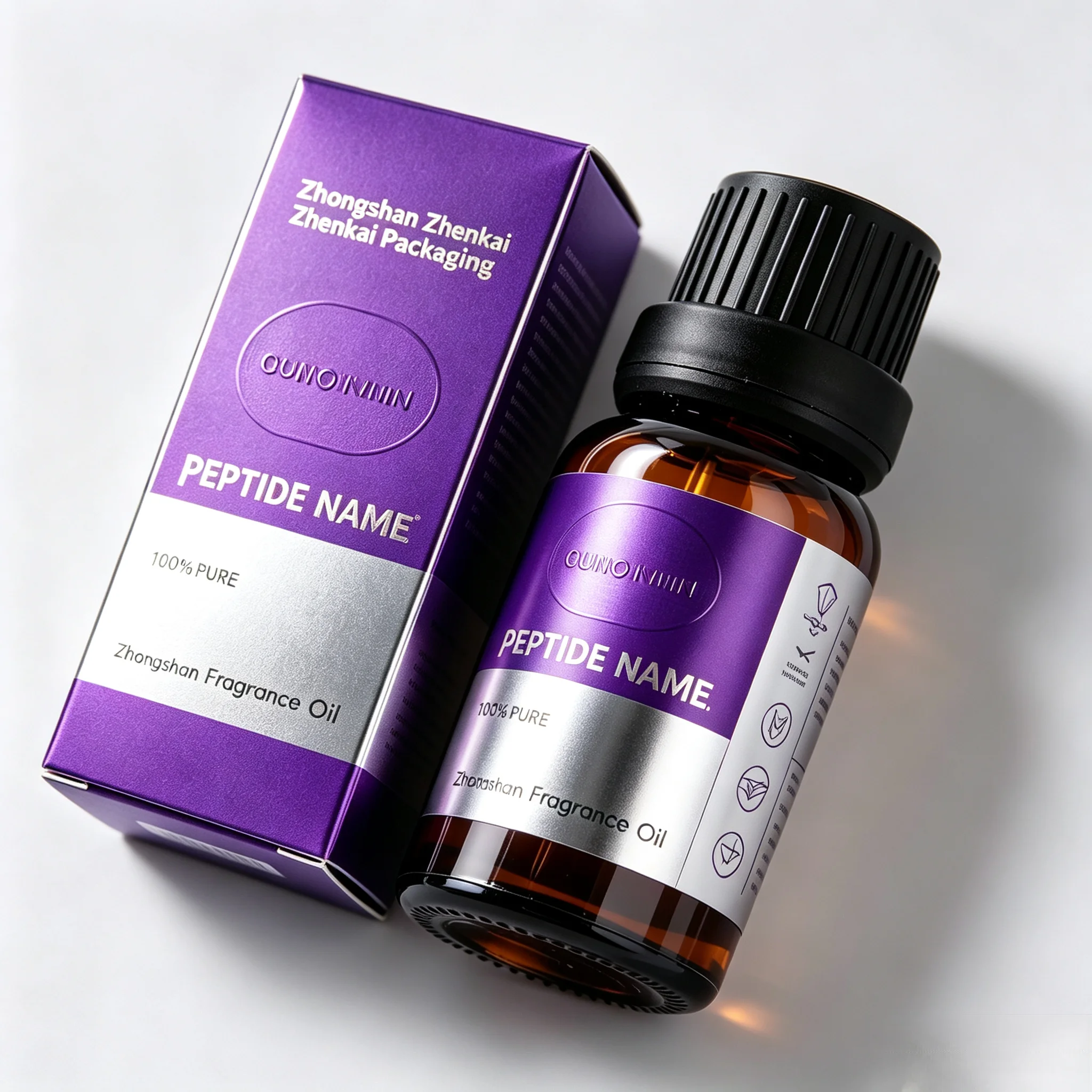 Custom Peptide Packaging Stickers Printed Carton Boxes For Cosmetic Fitness 3ml 5ml 10ml Vials Customizable Supplement Bottle La view 3