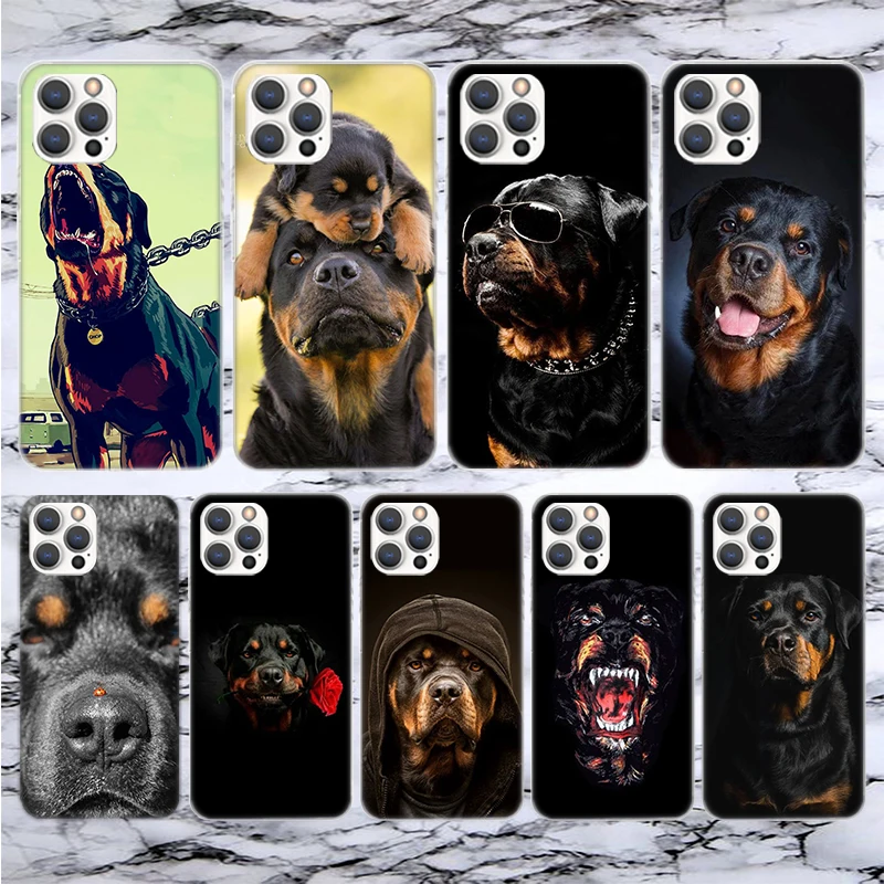 Rottweiler Dog Soft Phone Case For iPhone 16 15 14 13 12 11 Pro Max X XR XS 7 Plus 8 + SE 2020 Pattern Customized Cover 14 13 12