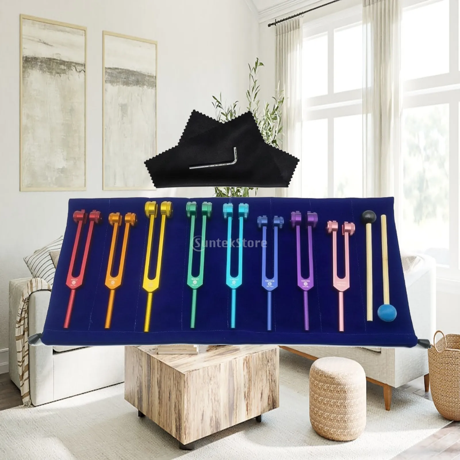 8 Pieces Frequency Marked Tuning Fork Resonant Aluminum Alloy Tuning Fork Sound Healing Tool Versatile Healing Instrument Sturdy
