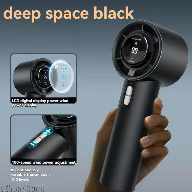 USB Rechargeable Mini Handheld Strong Wind Quiet Small Fan with 100 Speed Levels 3000mAh Battery, Cooling with Ice Pack Function