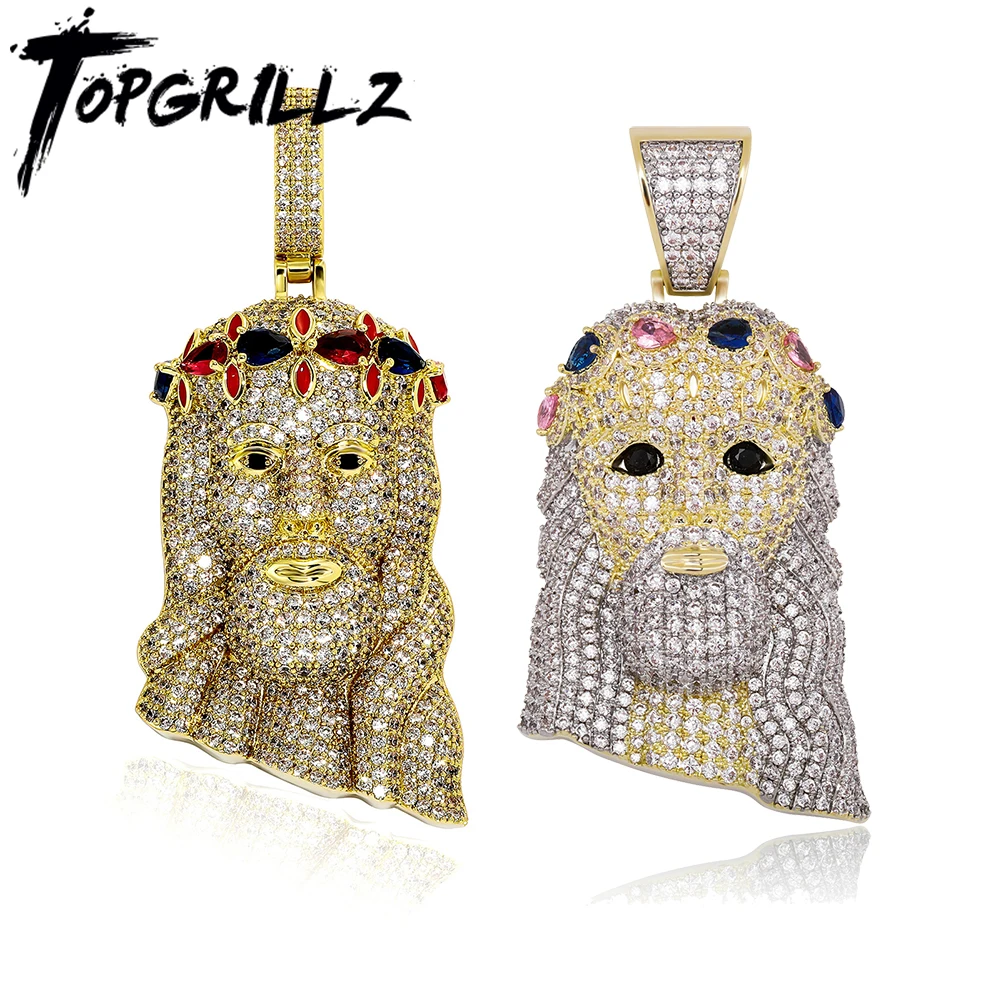 

TOPGRILLZ Hip Hop Jesus Pendant Necklace High Quality Copper Gold Plated Iced Out Micro Pave Cubic Zirconia Punk Style Jewelry