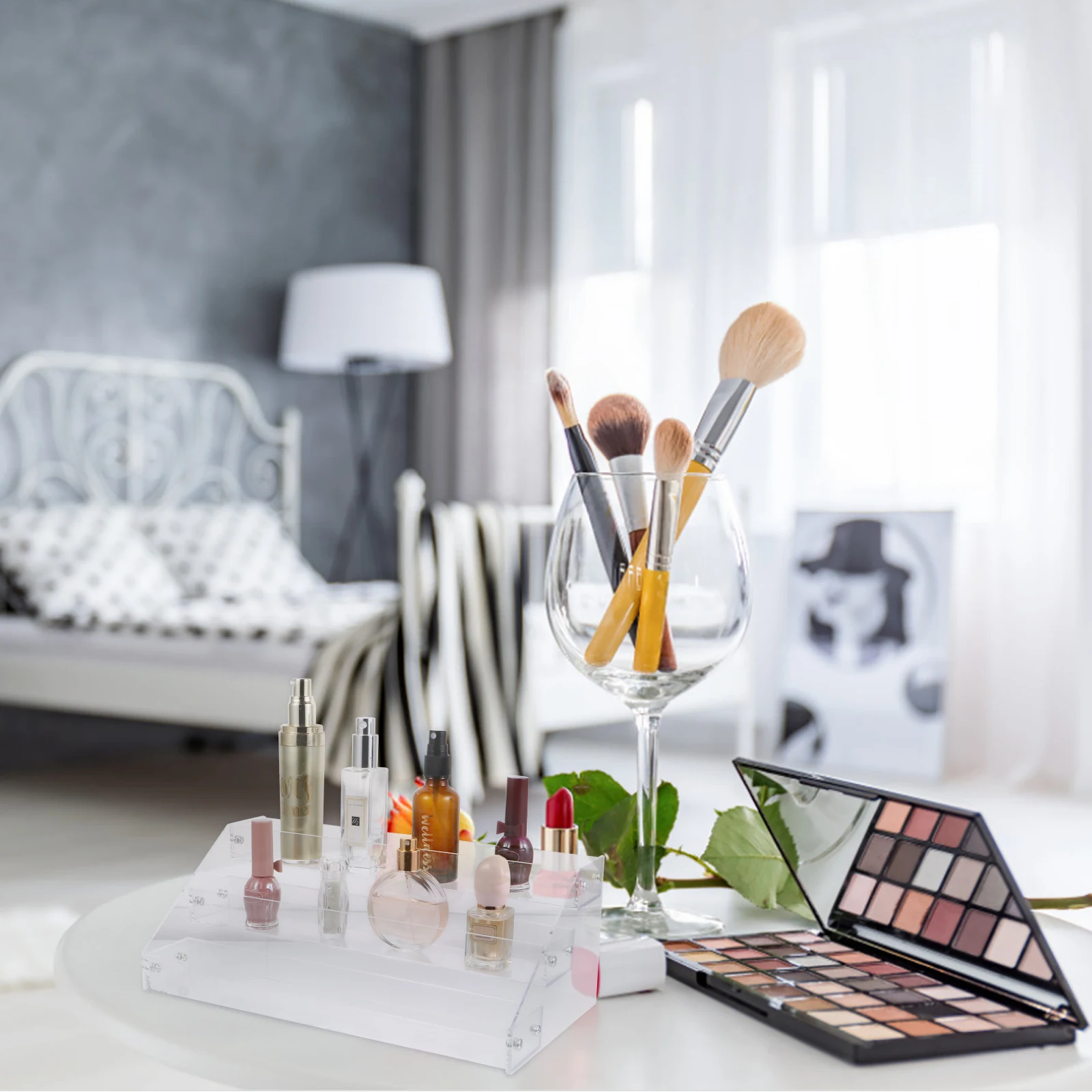 

Acrylic Nail Polish Organizer Display Rack Makeup Brush Holder Lipstick Case Stand Stable Space Saving Organizer Nail