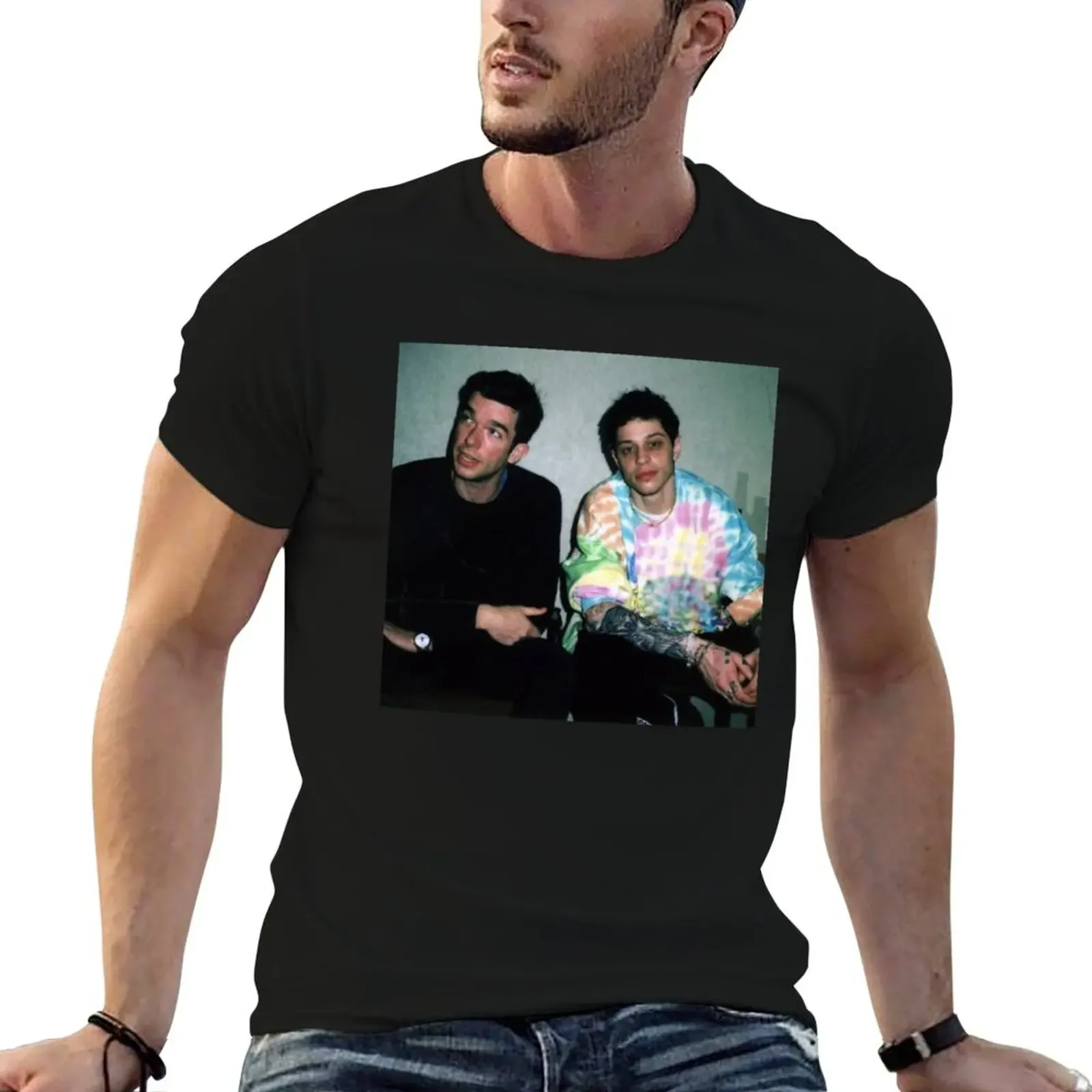 

Pete Davidson and John Mulaney T-Shirt street wear luxury clothing labubu mens vintage t shirts