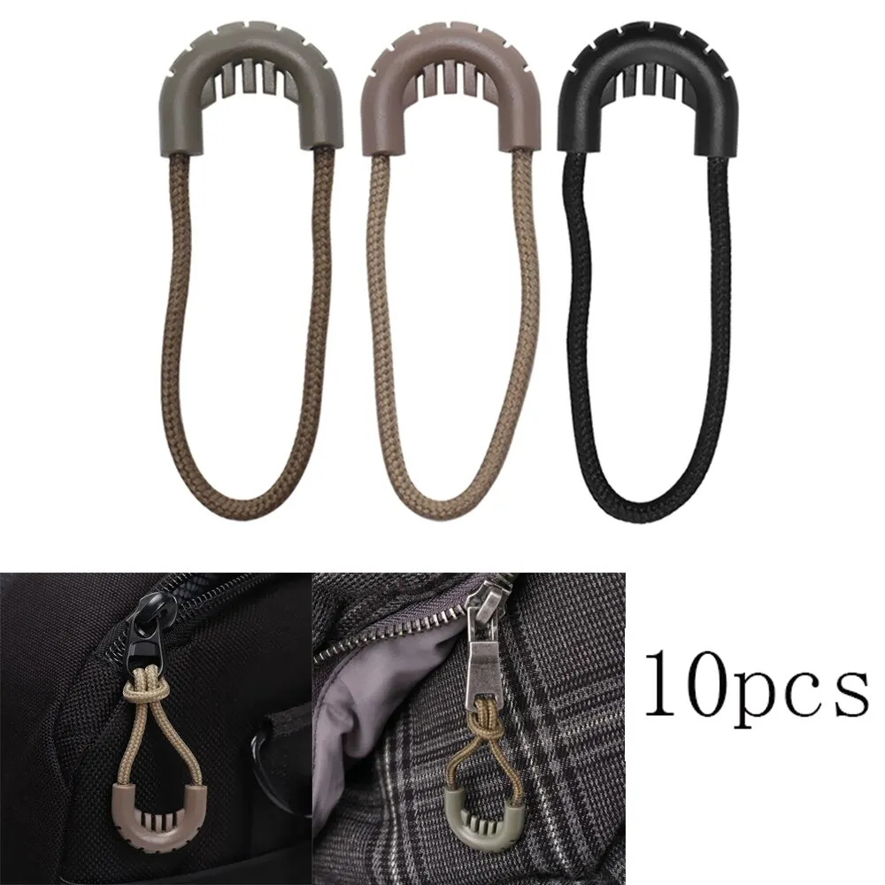 10 Pcs EDC Multi-purpose Zip Zipper Pulls Cord Rope For Outdoor Travel Clothing Backpack Anti-theft Zip Tails Security Buckle