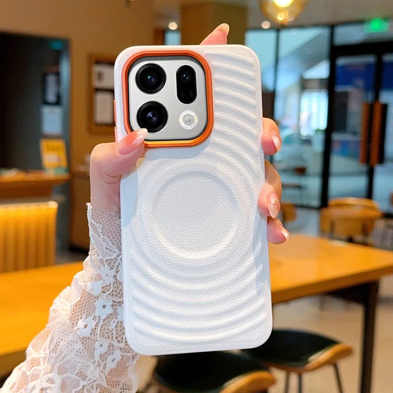 Oppo Find X9 ウェーブパターン携帯電話ケース ゴールドアーマー Find X9 Pro マグネット式ソフトエッジ耐衝撃ケース5G