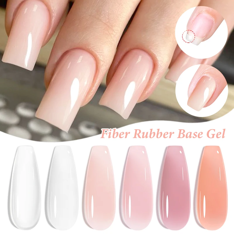 Mtssii 7ml Nude Pink Fiber Rubber Base Gel Nail Polish For Broken Nail Repaired Fiberglass Clear Quick Building Self Leveling
