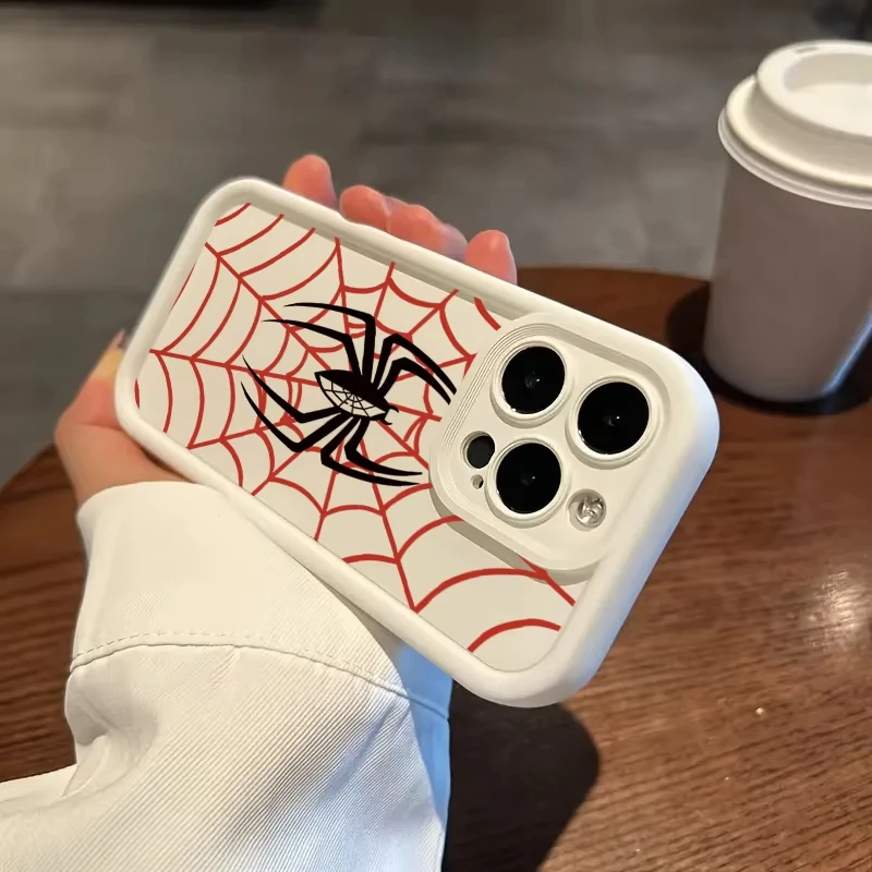 Funda con patrón de araña para iPhone 17 Air 16 11 12 13 14 15 Pro Max XS X XR a prueba de golpes, silicona mate con parachoques 2