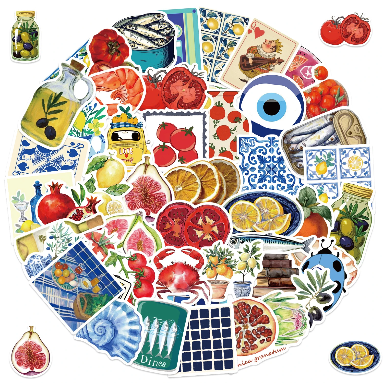 50 Stück Niedliche Mediterrane Tomaten-Graffiti-Aufkleber DIY Handy Laptop Helm Wasserflasche Kühlschrank Wasserdichte Aufkleber Kinderspielzeug