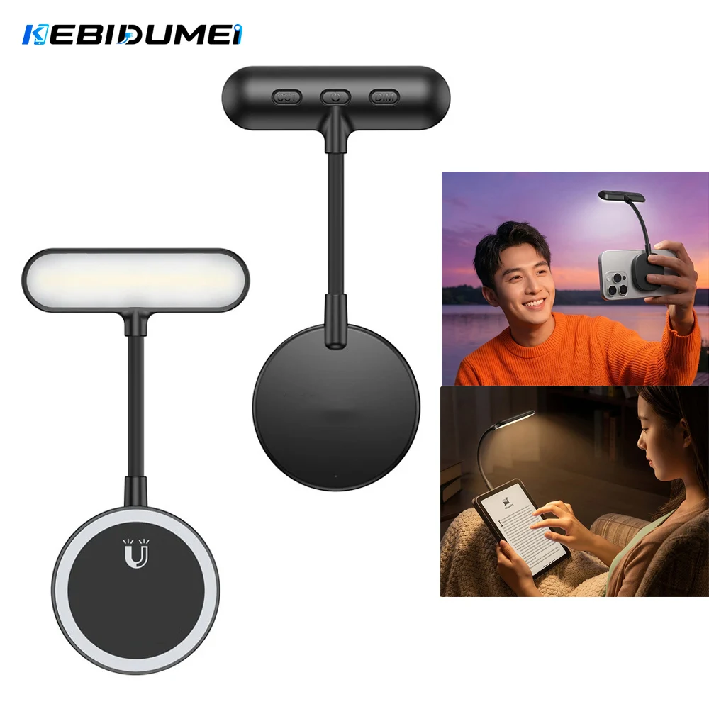 KEBIDUMEI Magnetisches Flexibles Telefonlicht 5-Stufen Farbtemperatur Helligkeitsregulierbar für Smartphone Livestreaming Vlog-Aufnahmen