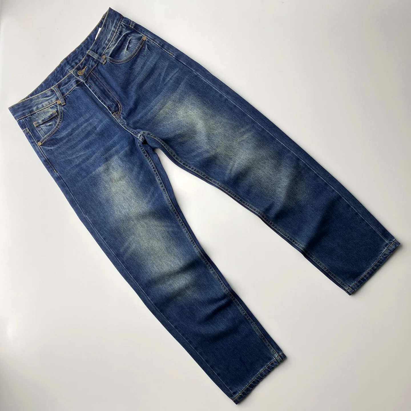 

Retro American Style Men's Jeans Loose Straight Leg Non-Stretch Mid-Waist Durable Casual Wear All Seasons Denim Pants