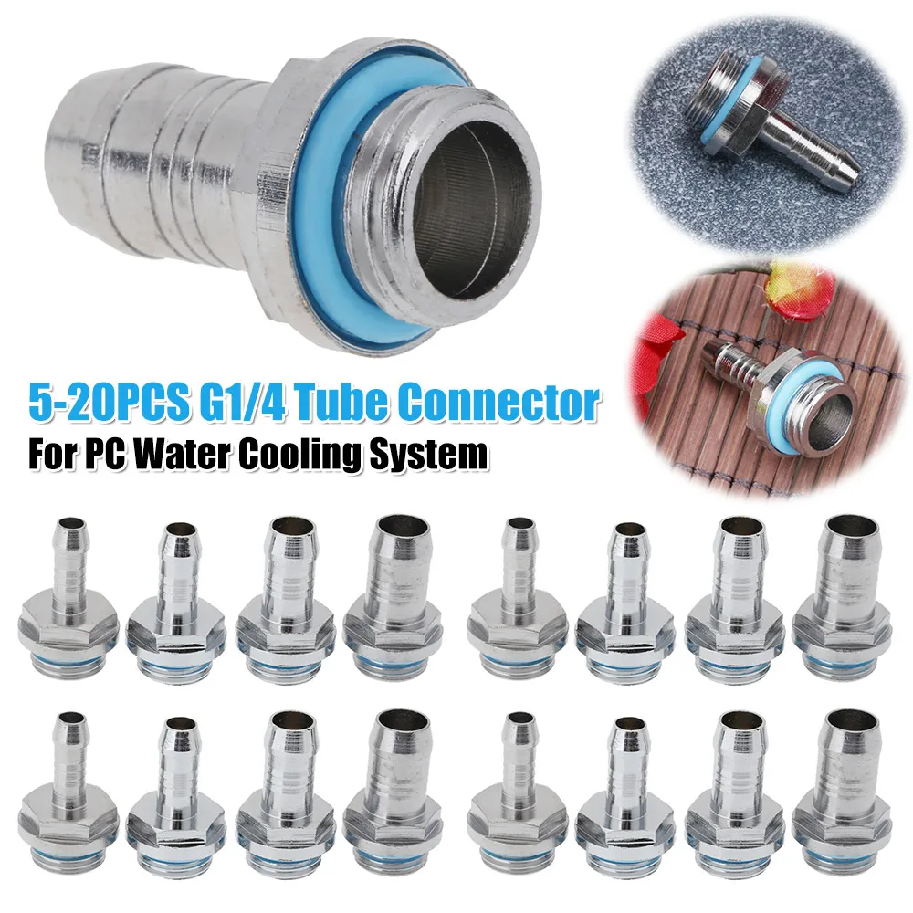 

G1/4 Thread Soft Tube Hose Connector for PC Water Cooling System Accessory 6mm/7.2mm/9mm/11mm