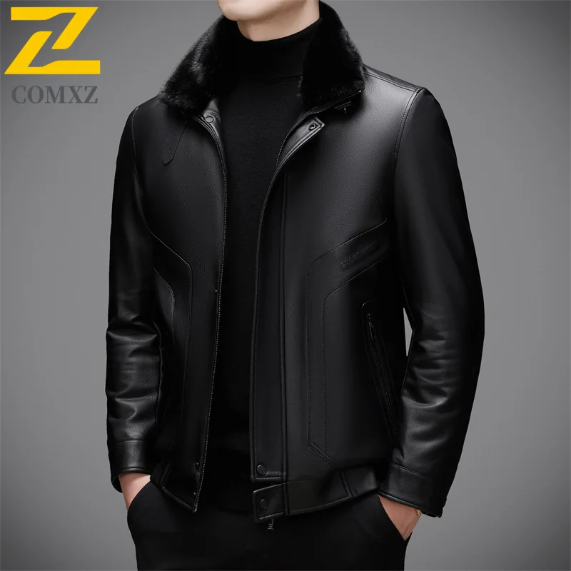 Winter Leather Jacket Men 2025 Brand Luxury Business Casual Thickened Warm Outerwear Fashion Classic Office Ready Leather Coat