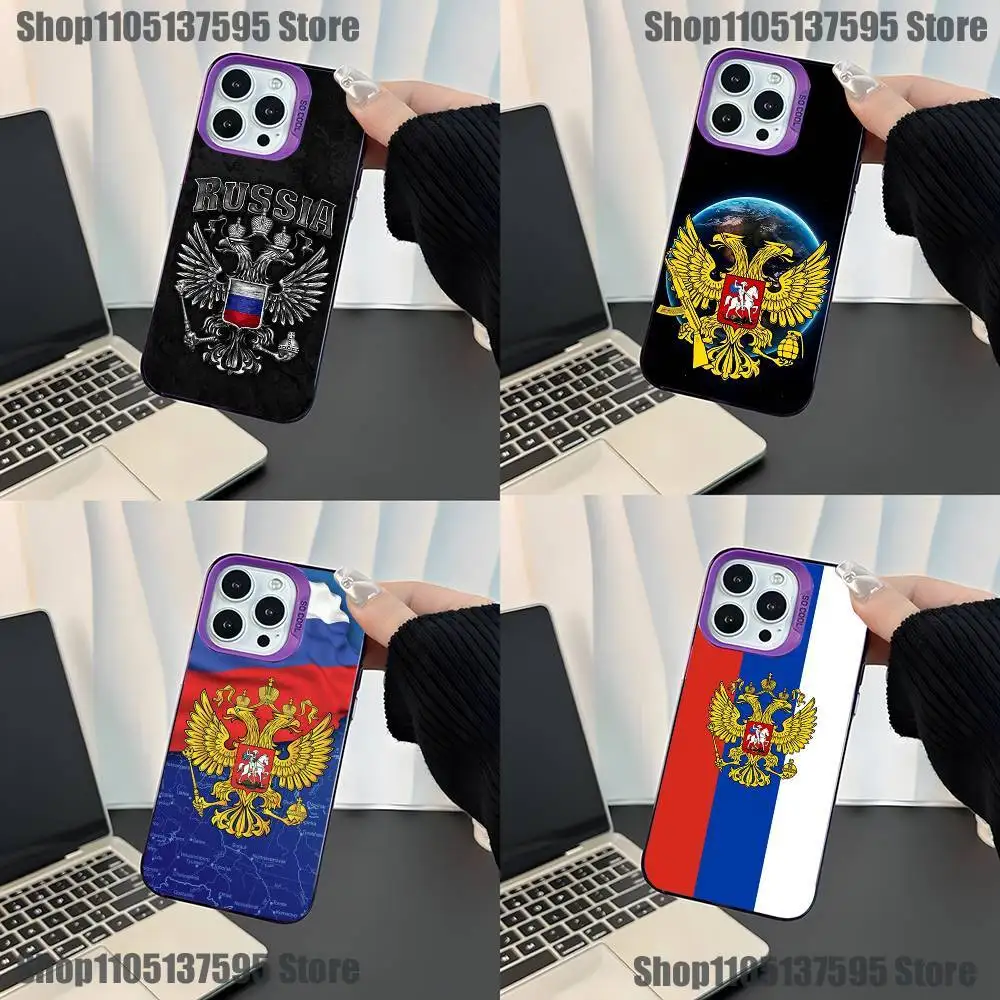 

Russia Flag national emblem Phone Case For iPhone 17,16,15,14,13,12,11,Mini,Pro,E,SE4,XS,MAX Purple Candy Matte Cover