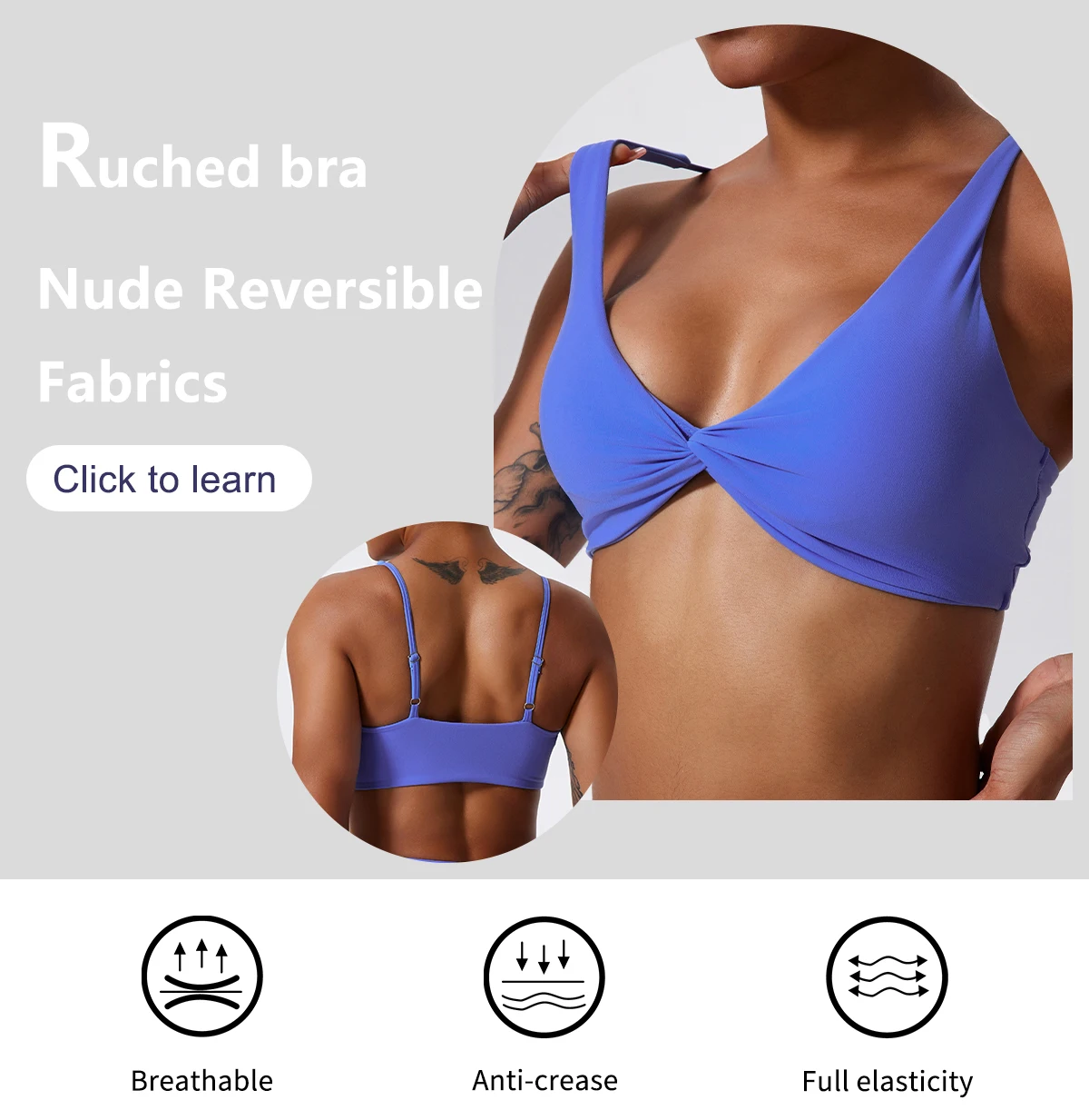Neuer Sommer-Sport-BH für Damen, atmungsaktiv, weich, Yoga-Workout-Top, rückenfrei, Fitness-Crop-Top, Gym-Unterwäsche, Damen-Crop-Top – Detail 2