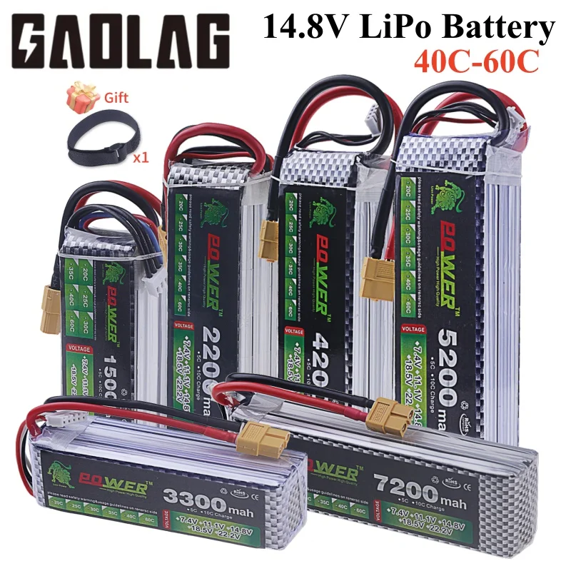 Akumulator RC LiPo 14,8 V 4S 1500 mAh 2200 mAh 2700 mAh 3000 mAh 4200 mAh 5200 mAh 6000 mAh 6500 mAh 9800 mAh 10400 mAh do części zamiennych do samochodów RC Drone