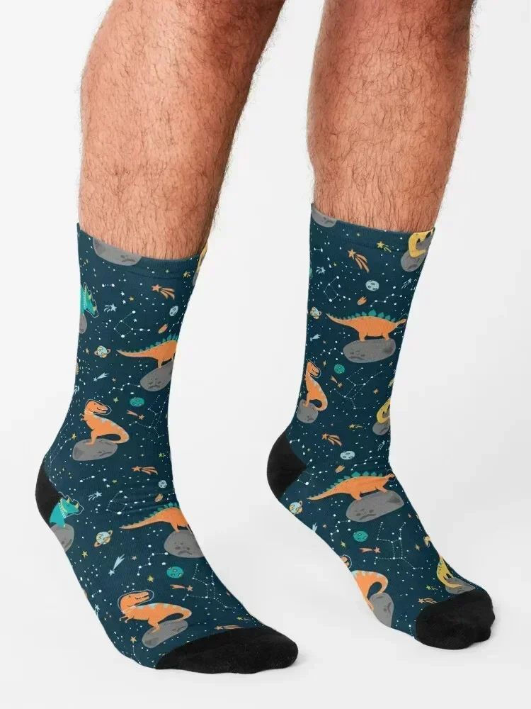Dinosaurs Floating on an Asteroid Socks funny gifts professional running essential hiphop Ladies Socks Men's