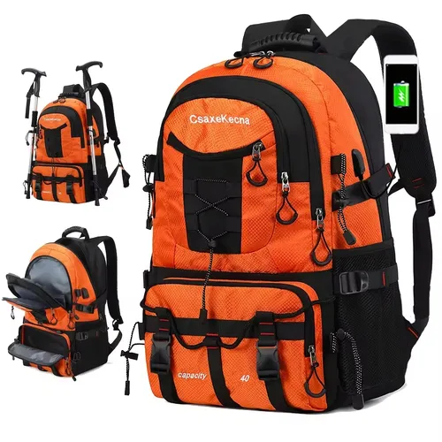Imagen 1 del producto Mochila de gran capacidad, bolsa profesional para senderismo y montañismo al aire libre, bolsa de viaje ligera e impermeable, interfaz USB