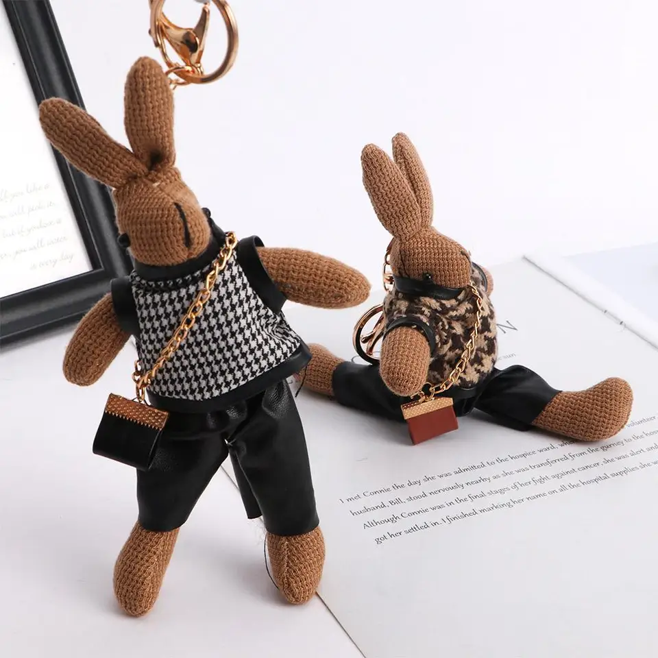 Korean Bunny Keychain Fashion Cute Rabbit Fur Key Ring