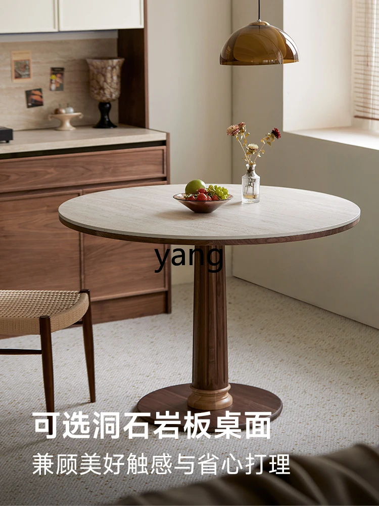 

LMM solid wood round table small apartment household antique simple round dining table