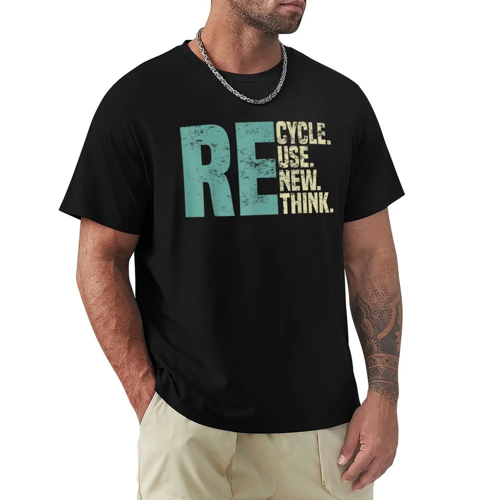 Recycle Reuse Renew Rethink, Activismm Earth Day, Crisis Environmental New T-Shirt Casual Loose Short Sleeve Tee for Men