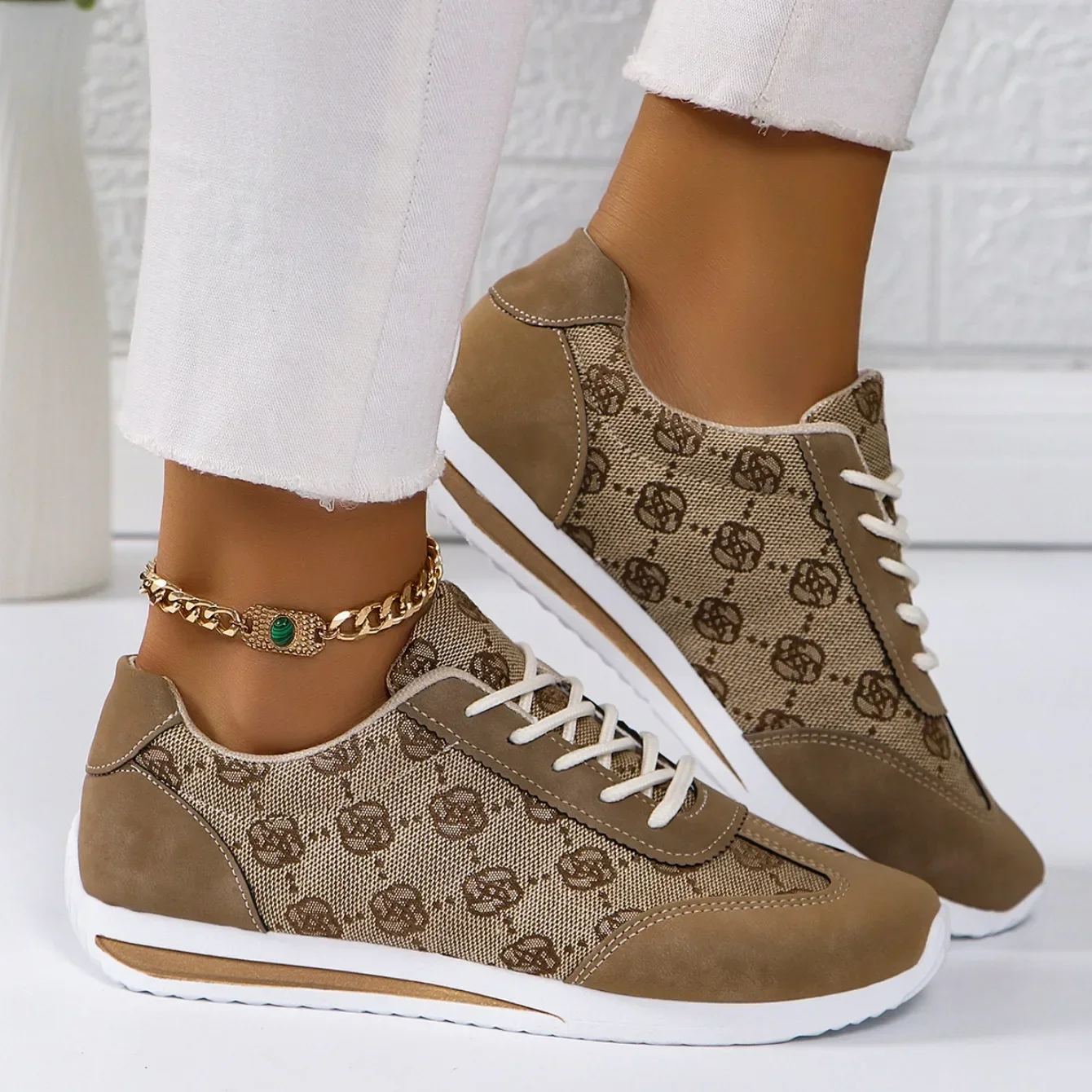 Frühling und Sommer Damen Designer Atmungsaktive Sneaker mit Kreuzriemen Flache Bequeme Freizeit-Walkingschuhe Zapatos De Mujer – Detail 9