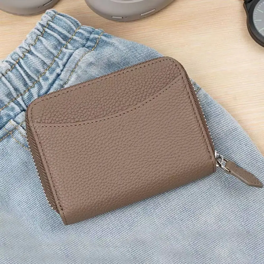 Genuine Leather Men Short Wallet Anti-Theft RFID Blocking Protection Portable Coin Bag Waterproof Wear-resistant