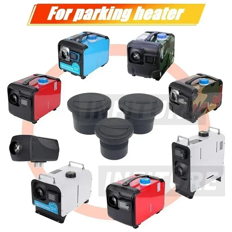 42mm/60mm/75mm/90mm Car Diesel Heater Pipe Vent Outlet Rotatable Open Group Black Exhaust Connector for Parking Heater