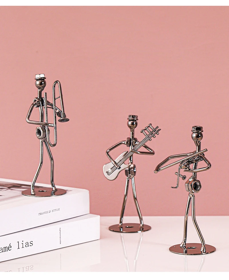 Retro Eisenkunst-Bandornament Metall Galvanisiert Mini Musik Minimalistische Gitarre Violine Dekoration Handarbeit Klassisches Geschenk – Detail 6