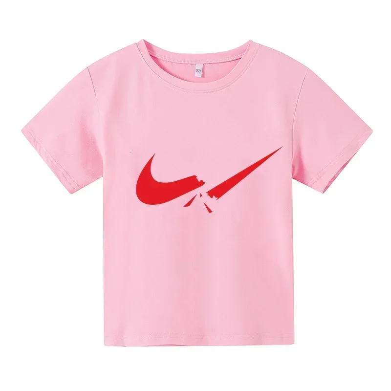 T-shirt estiva in cotone per bambini per ragazzi e ragazze maniche corte o-collo 3-14 anni moda Casual stampata Tee Top abbigliamento per bambini