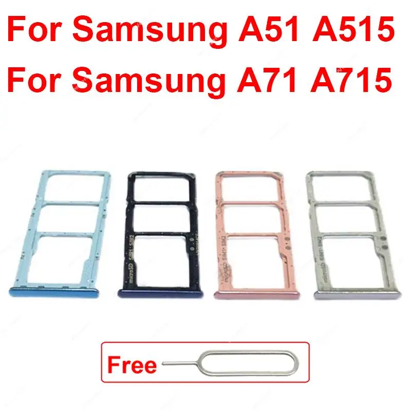 Daul & Single Sim Card For Samsung A51 A515 A515F A71 A715 A715F Sim Card Tray  Card Holder Adapter Socket Replacment Parts