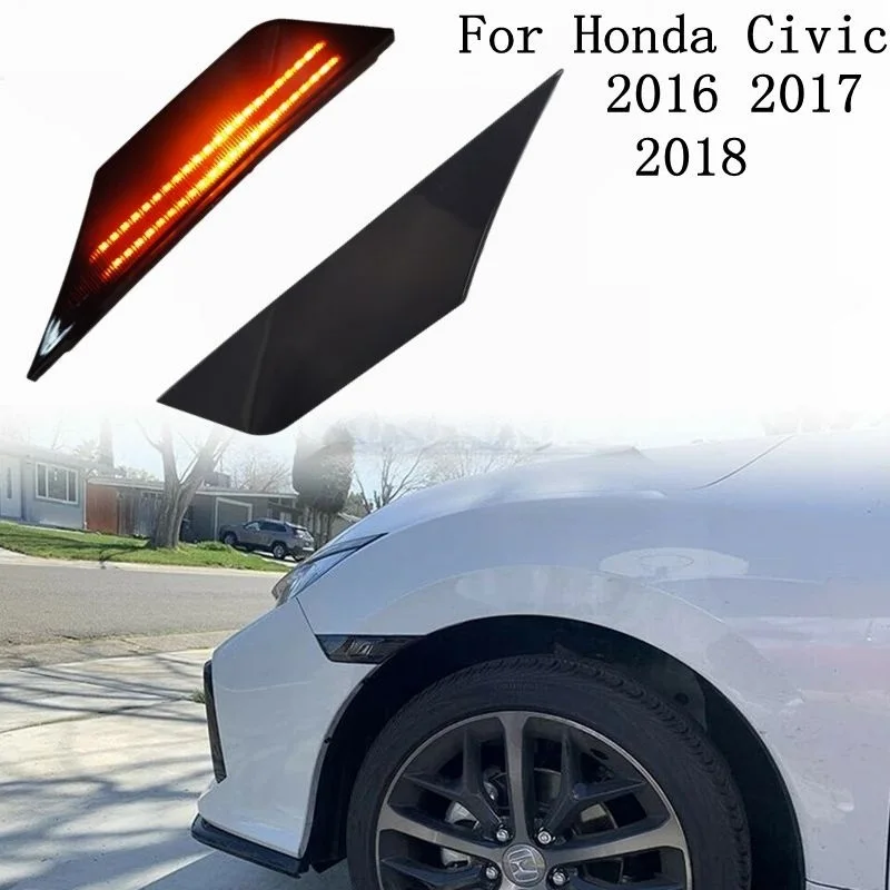 

2 шт. для Honda Civic 10-го поколения 2016 года, светодиодный боковой габаритный фонарь, дымчатый прозрачный боковой габаритный фонарь, линза габаритной лампы