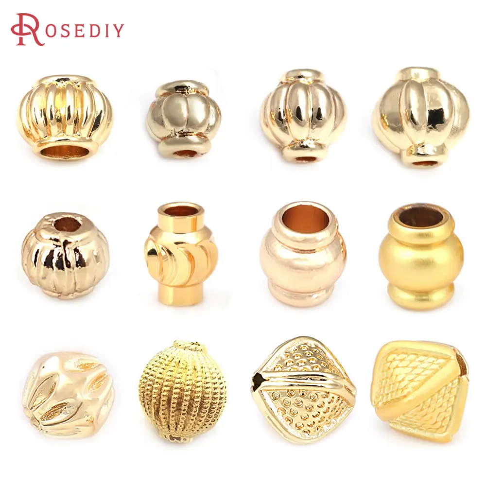 Hochwertige 18 Karat Gold Farbe Messing runde Kugel Laterne Spacer Perlen DIY Schmuck Herstellung liefert Armbänder Zubehör für Frauen