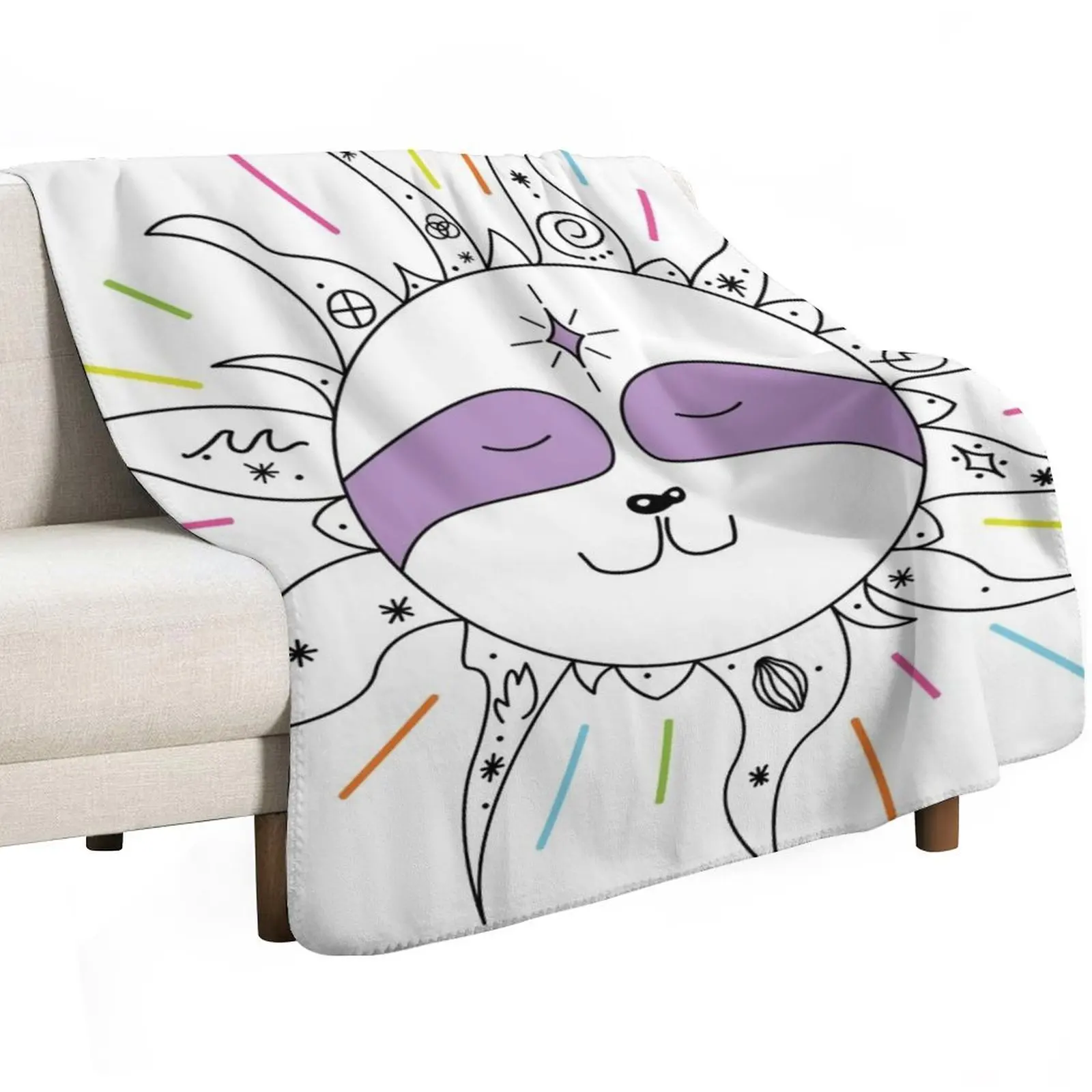 1000 Suns Cosmic Sloth Throw Blanket Moving Large Soft Big Plaid Furry Blankets