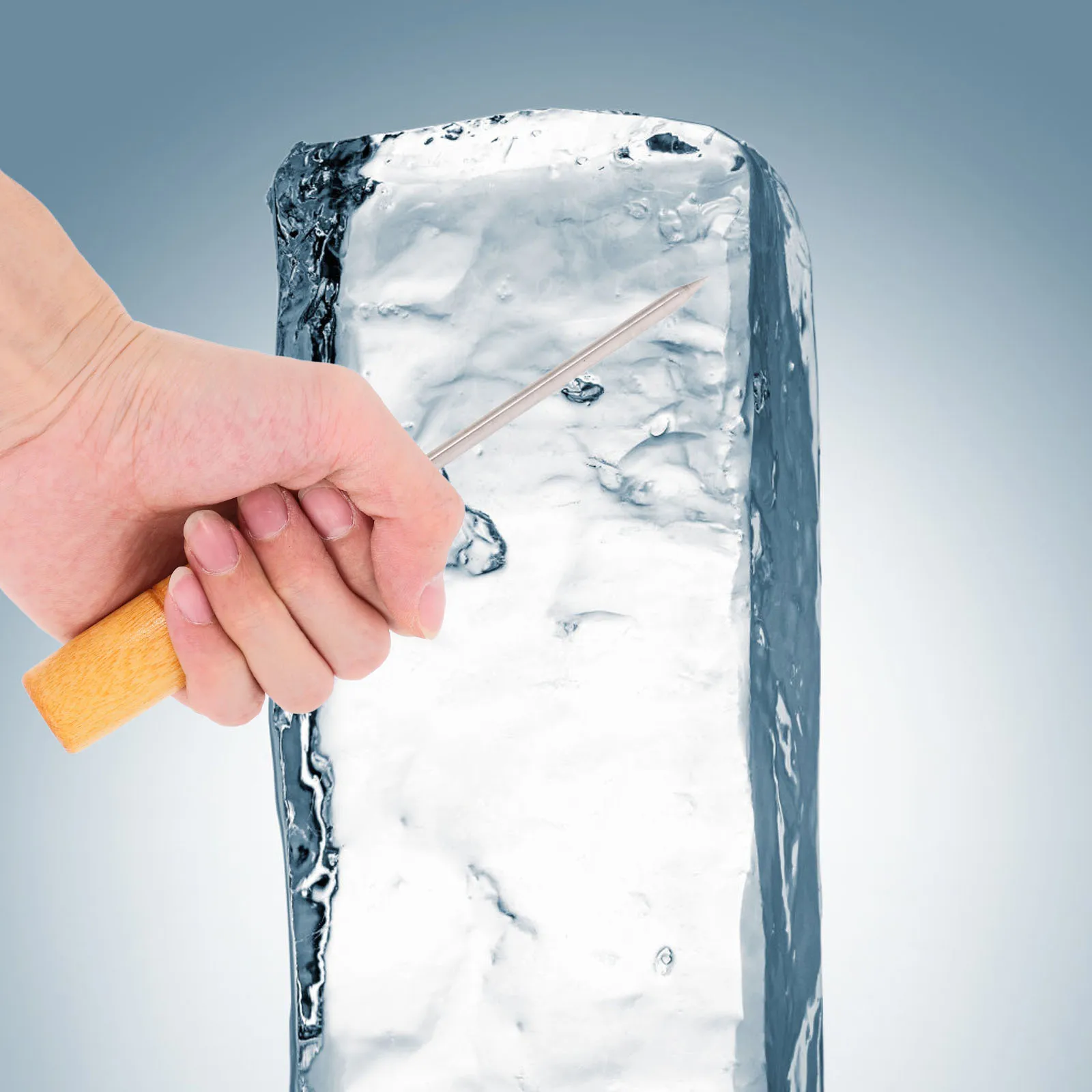 

2pcs Ice Cone Sculpture Fork Breaking Picks Stainless Steel Wooden Handle Tools Ax Safety Chippers Bar Tools