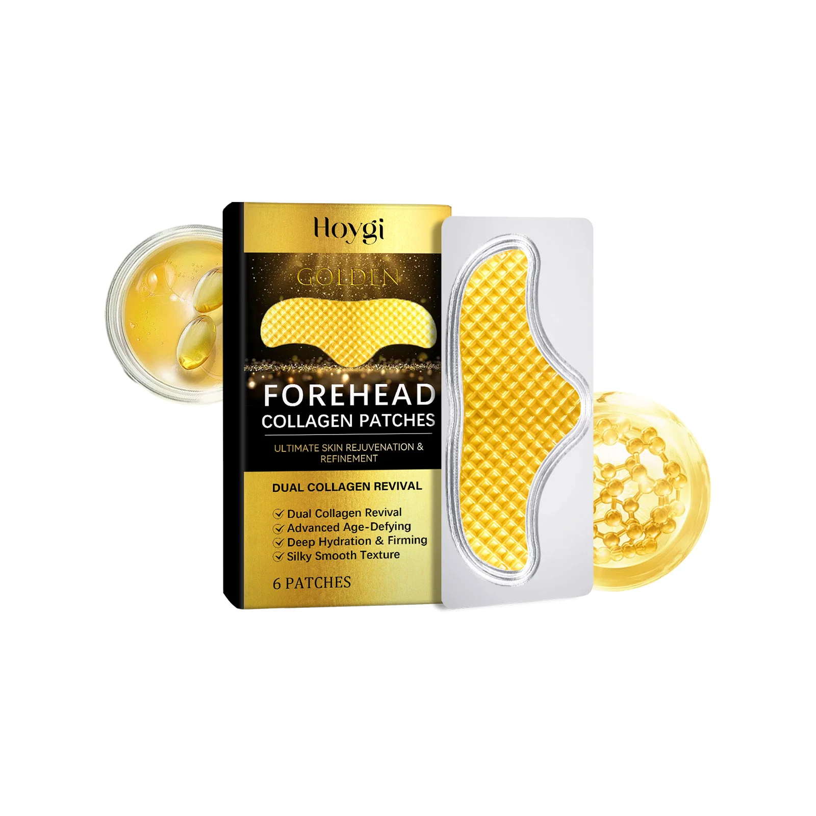 

Golden Forehead Collagen Patches – 6PCS Anti-Aging, Deep Hydration & Firming, Dual Collagen Revival for Ultimate Skin