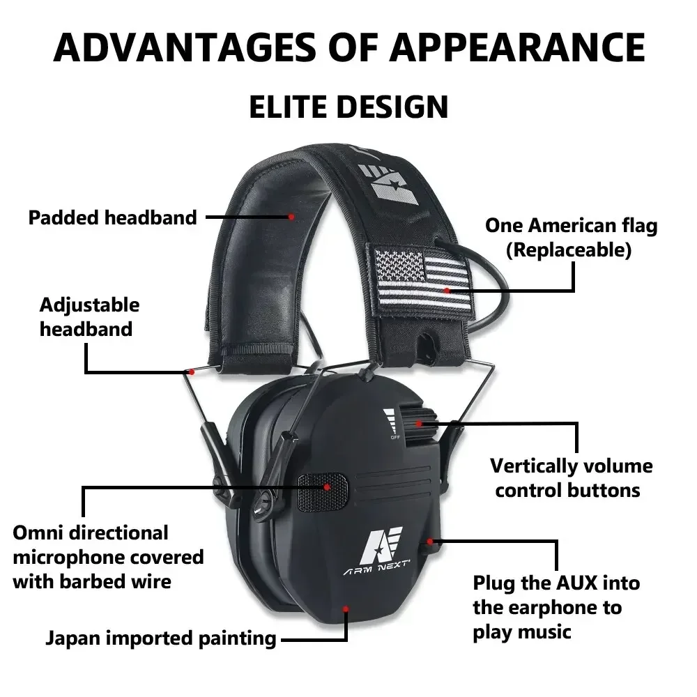 Electronic Shooting Earmuff ARM NEXT D20 Anti-noise Ear Protector Sound Amplification Tactical Hear Protective Headset with Box